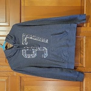 Grey Sequined Pullover Hoodie